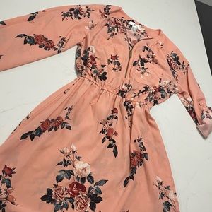 Peachy coloured floral dress